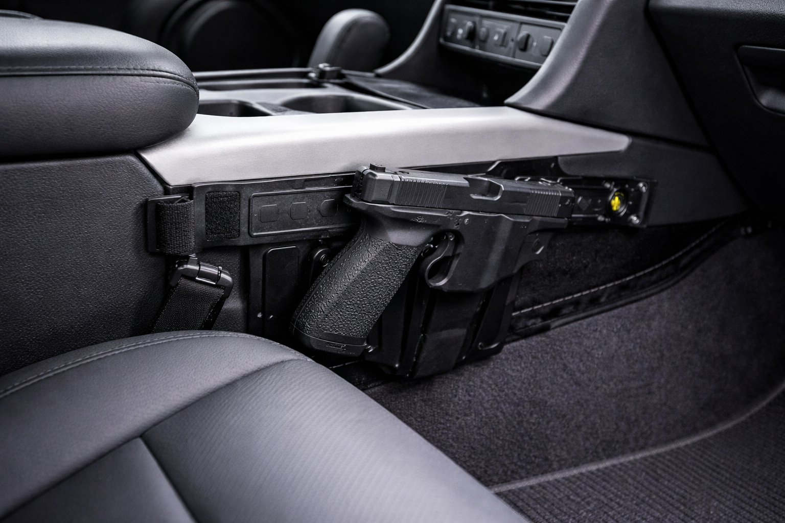 best car holster for concealed carry mounted beside vehicle seat