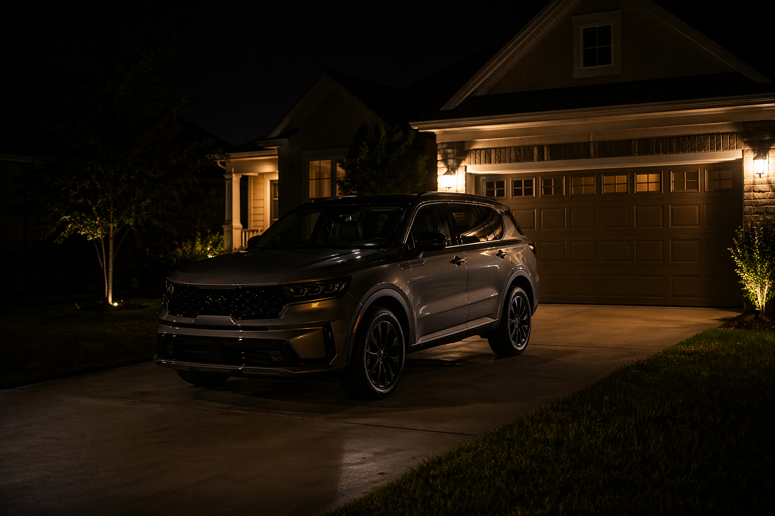 can you keep a gun in your car overnight parked vehicle in residential driveway at night with exterior lighting